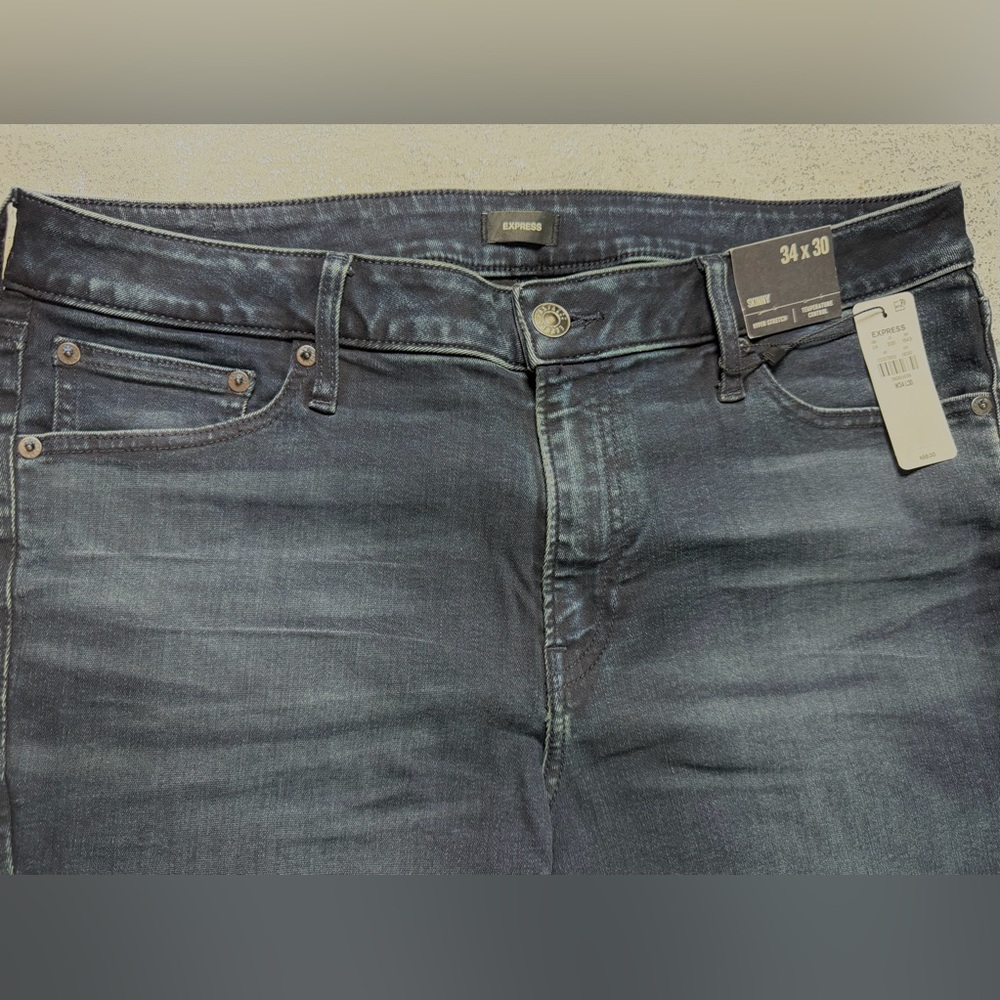 EXPRESS Men’s Skinny Hyper Stretch Jeans 34x30 Dark Wash - Picture 6 of 15